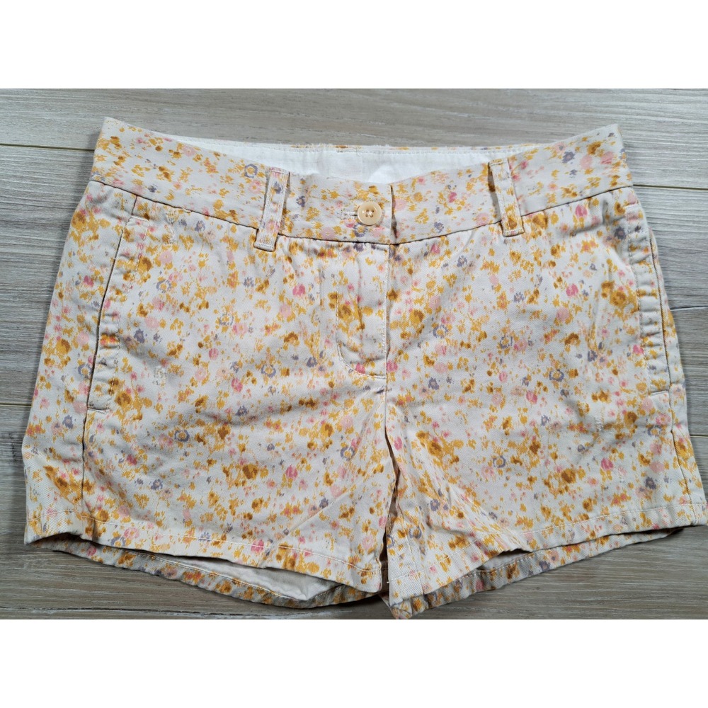 J.Crew Womens Floral Chino Shorts Yellow Pink Ditsy Print Cotton size 0